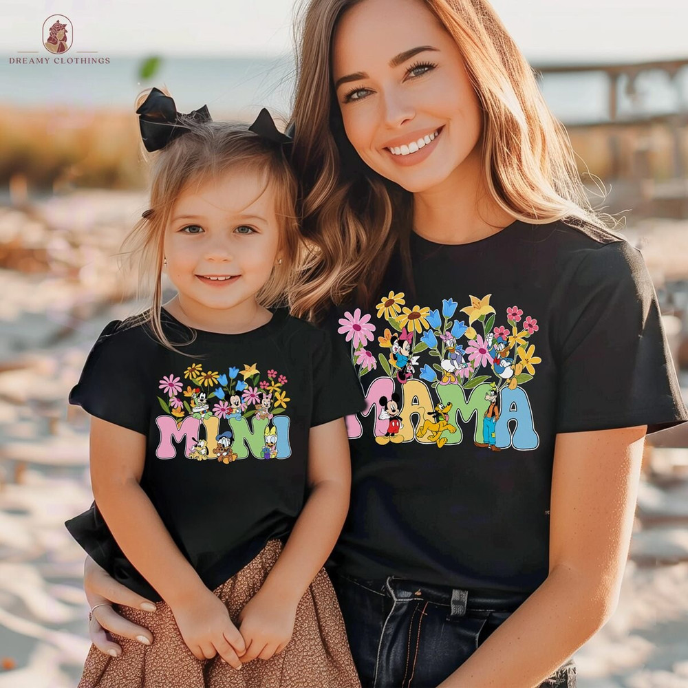 Mickey and Friends Mama Mini Shirt, Floral Mama Mini Matching Shirt, New Mom Shirt, Mama Shirt, Mothers Day Shirt, Gift For Mom, Mom Shirt.jpg