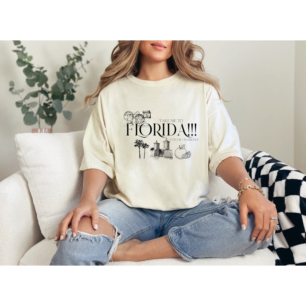 Greetings from FLORIDA!!! Graphic Tee Take me to Florida Tortured Poets Dept Shirt Eras Tour Merch Gift for Taylor Fan.jpg