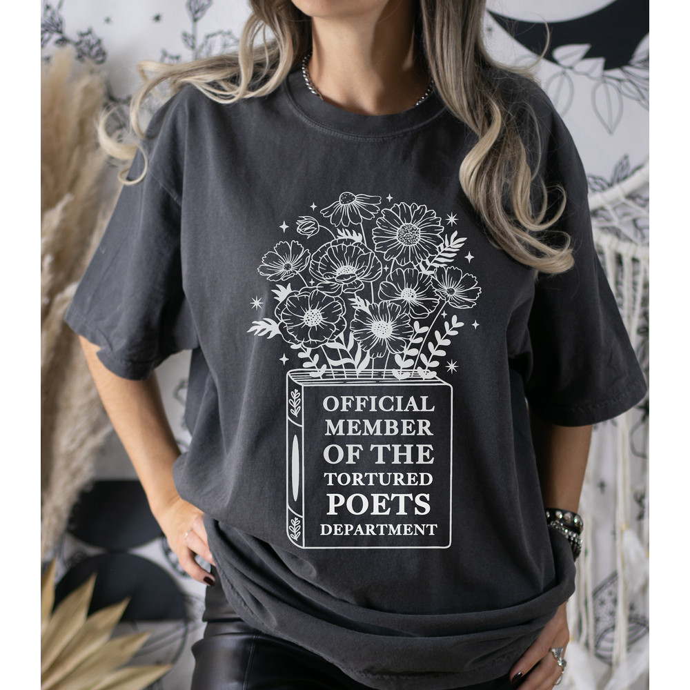 The Tortured Poets Department Official Member  TTPD Book With Florals  TS 11  TTPD Era  Comfort Colors T-Shirt for Swifties.jpg