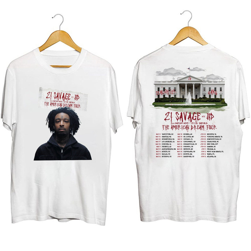21 Savage Tour 2024 Shirt, The American Dream Tour 2024 Shirt 2 Sides Shirt, Rap Hip Hop, Concert Tee, 21 Savage Fan Gift, 21 Savage Merch.jpg