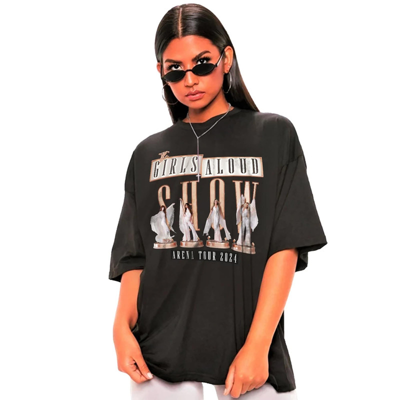 Girls Aloud T shirt Girls Aloud Tour tshirt Cheryl Cole, Nadine Coyle, Kimberley Walsh, Nicola Roberts, for Sarah Harding Cotton Black.jpg