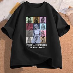 vintage sabrina carpenter eras tour t shirt, pop music fan merch tshirt, cotton short sleeve streetwear womans clothing