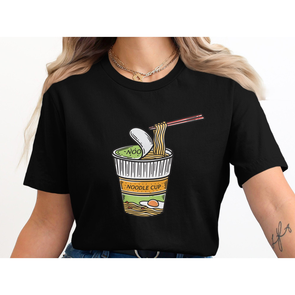 Cute Ramen Noodle Cup Graphic, Fun Food Lover T-Shirt, Unique Noodle Gift, Fashionable Ramen Design Tee, Stylish Foodie Top.jpg