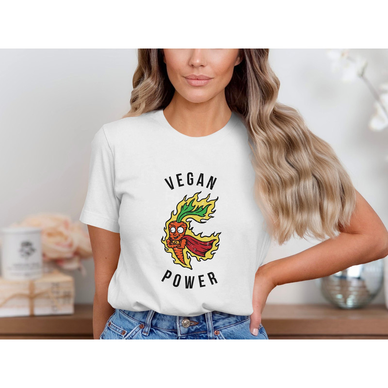 Funny Vegan Carrot T-Shirt, Vegan Power Shirt, Superhero Carrot Tee, Cute Vegan Graphic Tee, Plant-Based Diet Shirt, Vegan Gift Idea.jpg