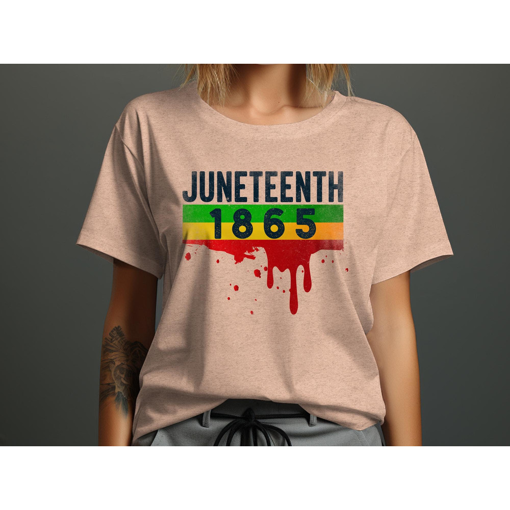 Juneteenth 1865 Colorful Striped Design T-Shirt, Freedom Day Celebration, Unisex Tee.jpg