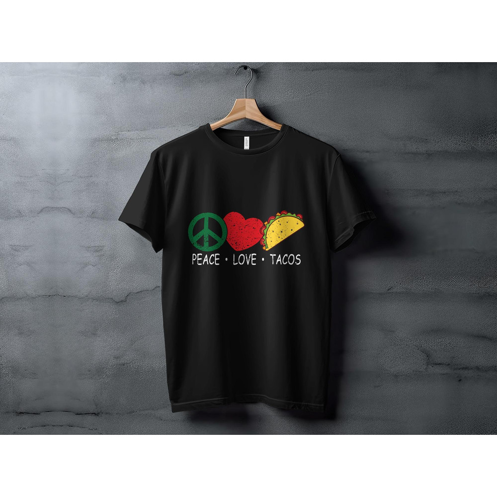 Peace Love Tacos T-Shirt - Vintage Graphic Tee, Retro Food and Symbol, Casual Streetwear.jpg