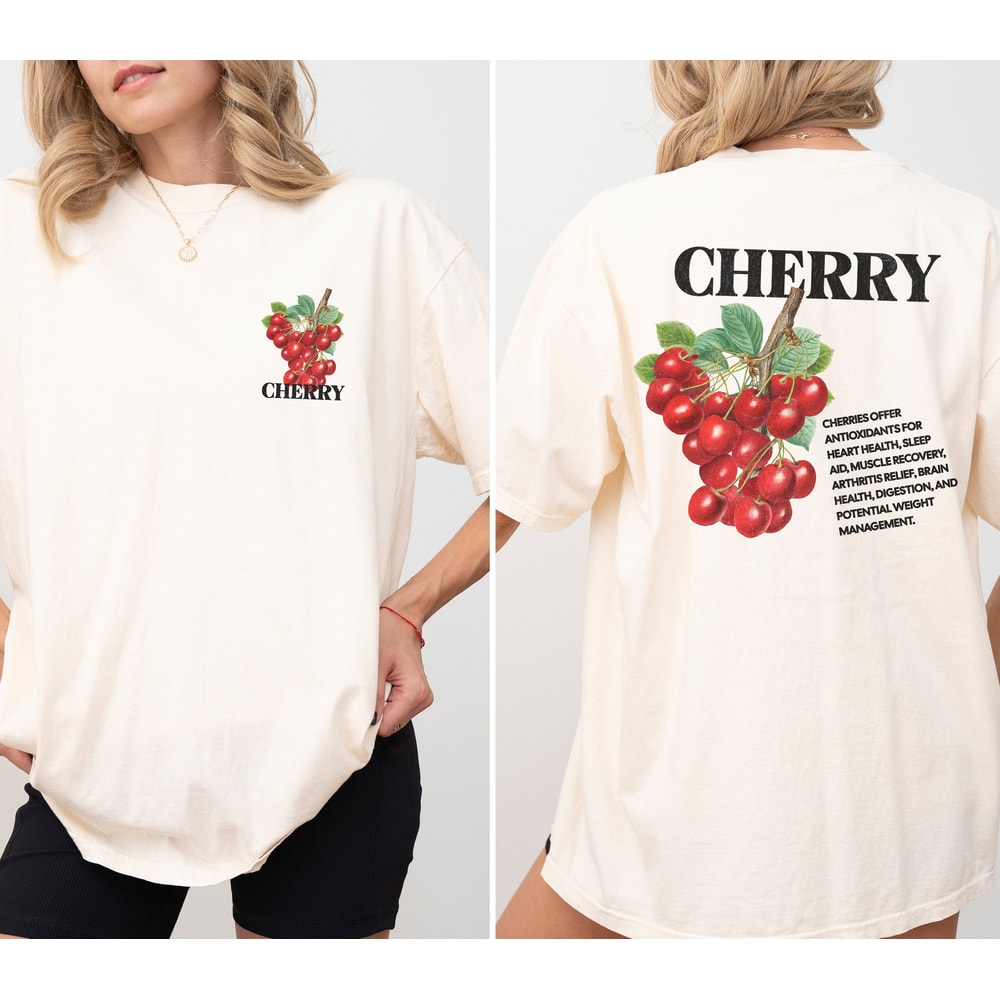 Cherry Fruit Shirt, Retro Cherry Vintage Graphic T-Shirt, Retro Cherry Fruit Tee, Oversized Cherry Tee, Vintage Y2K Shirt, Oversized Tee 1.jpg