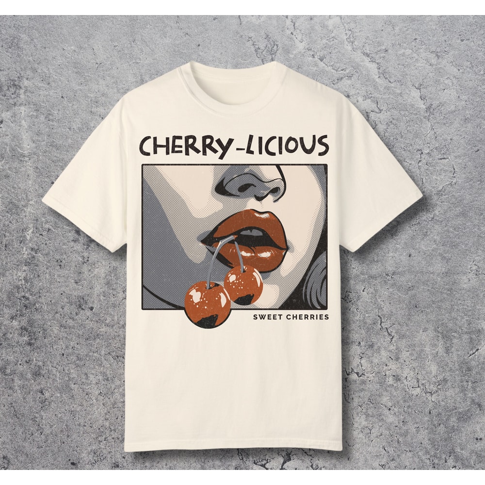 Cherry-Licious Shirt, Retro Cherry Vintage Graphic T-Shirt, Retro Cherry Fruit Tee, Oversized Cherry Tee, Vintage Y2K Shirt, Oversized Tee.jpg