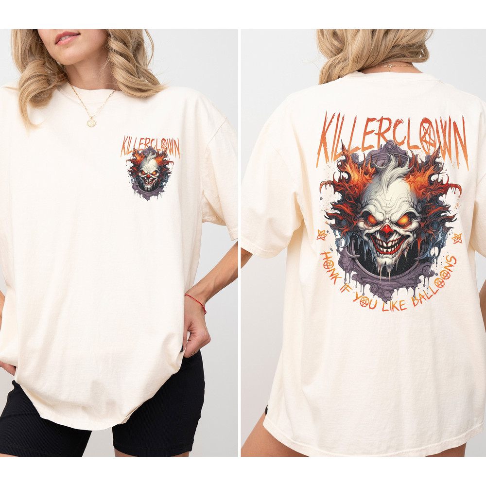 Killer Clown Shirt, Retro Scary Clown Vintage Graphic T-Shirt, Retro Clown Balloon Tee, Oversized Clown Tee, Vintage Y2K, Clown Shirt.jpg