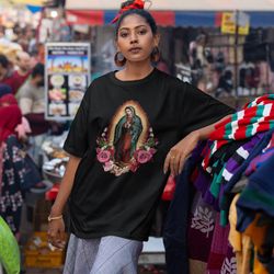 marian catholic t-shirt, virgin mary t-shirt, catholic gifts for women, catholic t-shirt, marian cross shirt, floral