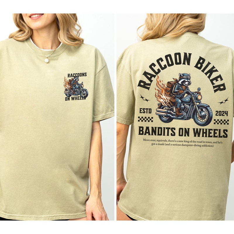 Raccoon Biker Shirt, Retro Raccoon Vintage Graphic T-Shirt, Retro Racoon Tee, Oversized Raccoon Tee, Vintage Y2K Shirt, Motorcycle Raccoon.jpg