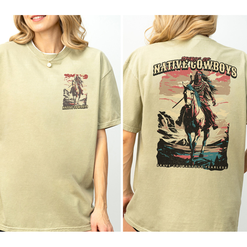 Spirit of Native Cowboys Vintage Graphic T-Shirt, Retro Cowboy Shirt, Oversized Rodeo T-Shirt, Vintage Washed Shirt, Gift Oversized Tees.jpg
