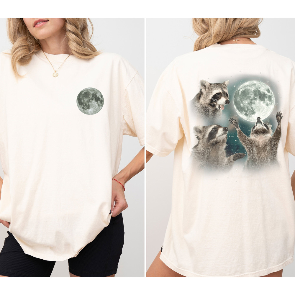 Three Raccoons Vintage Graphic T-Shirt, Retro Raccoon Moon Tee, Oversized Raccoon Shirt, Funny Raccoon Gift, Raccoon Moon, Animal Lovers Tee.jpg