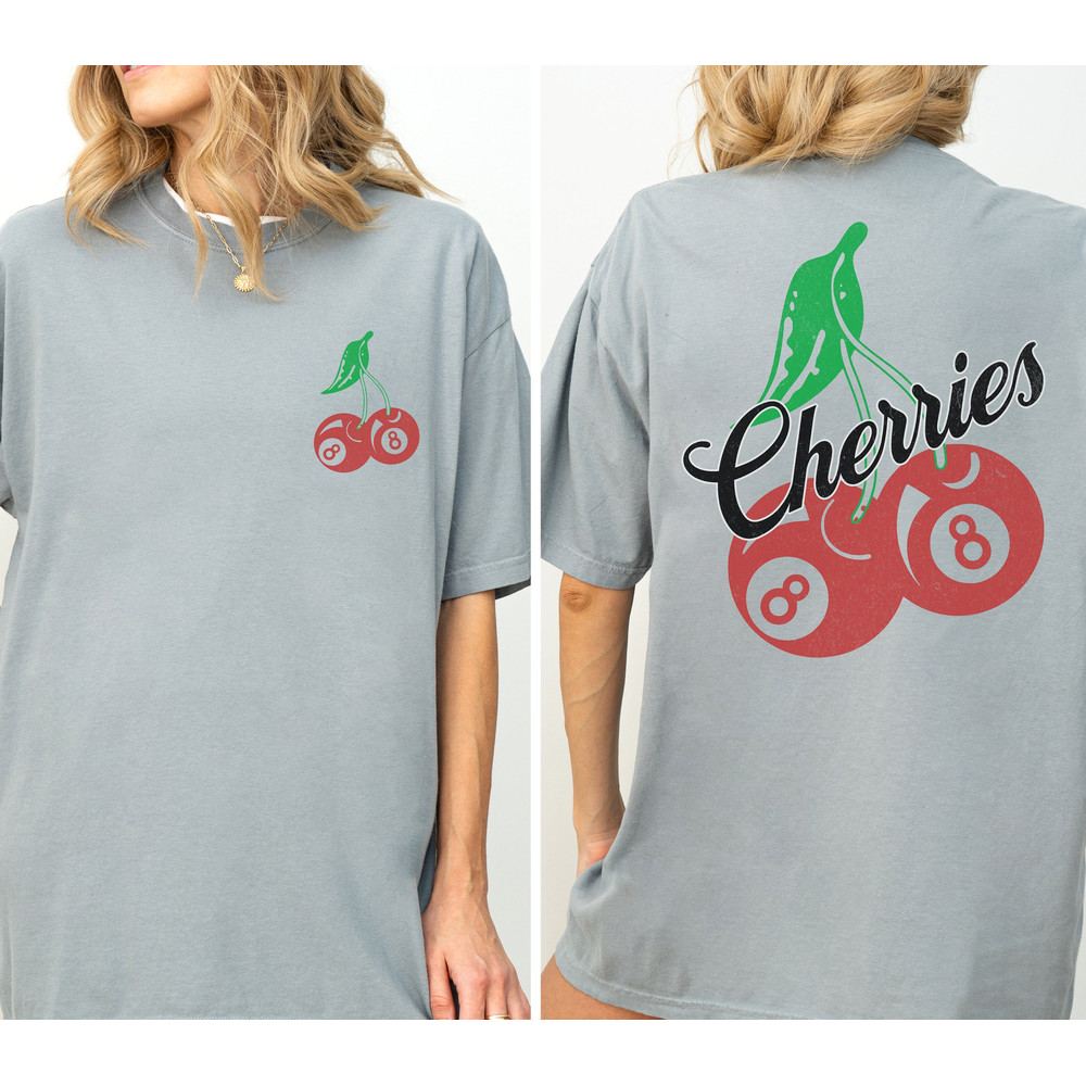 Vintage Cherry 8 Ball Shirt, Retro Billiard Vintage Graphic T-Shirt, Retro Lucky Tee, Oversized 8 Ball Tee, Vintage Y2K Shirt, Oversized Tee.jpg