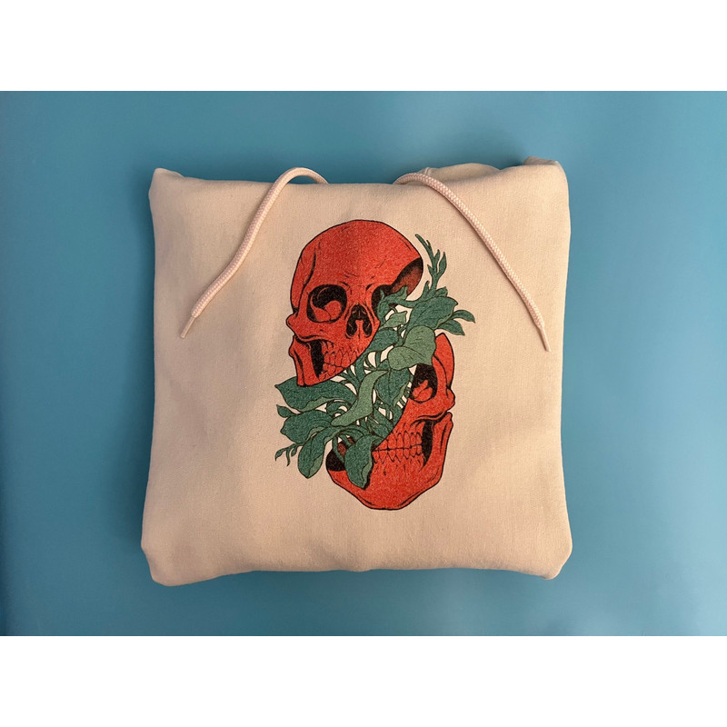 Y2K Bone Loose Hoodie, Skeleton Grunge Streetwear Pullover, Skeleton Print Hoodie, Festival Hoodie, Grunge Skeleton Sweatshirt, Plant Hoodie.jpg