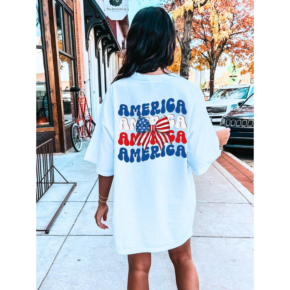 4TH Of July Shirt, America Coquette  Bow Shirt, Trendy Summer Clothing, Independence Day Top, Comfort Colors Tee.jpg