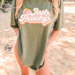 comfort colors retro just peachy shirt, vacation tshirt, summer shirt, peachy shirt, beach t shirt, summer shirt, vegeta