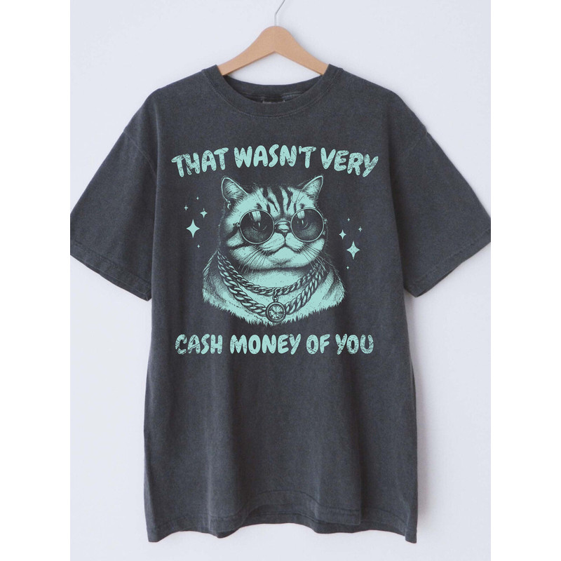 That Wasn't Very Cash Money Of You, Retro Unisex Adult T Shirt, Vintage Cat T Shirt, Nostalgia T Shirt, Relaxed Cotton Tees.jpg