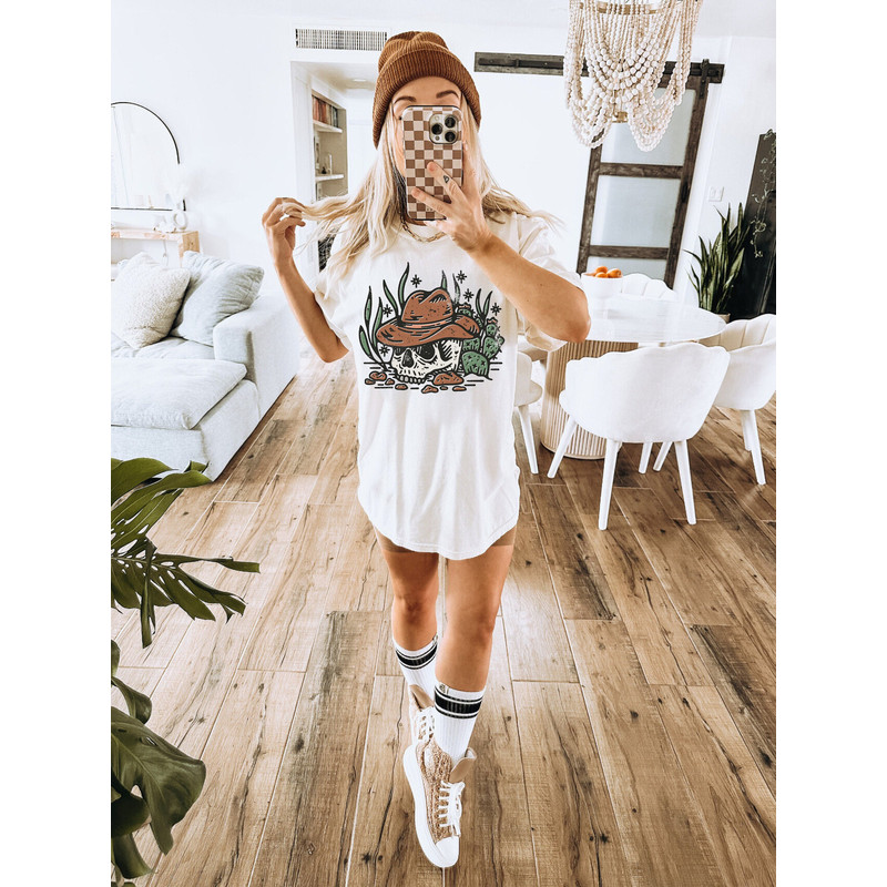 Yallternative Western Shirt,Cowboy Skull ,Trendy Oversized Shirt, Boho ,Desert Rodeo Tee, Comfort Colors.jpg