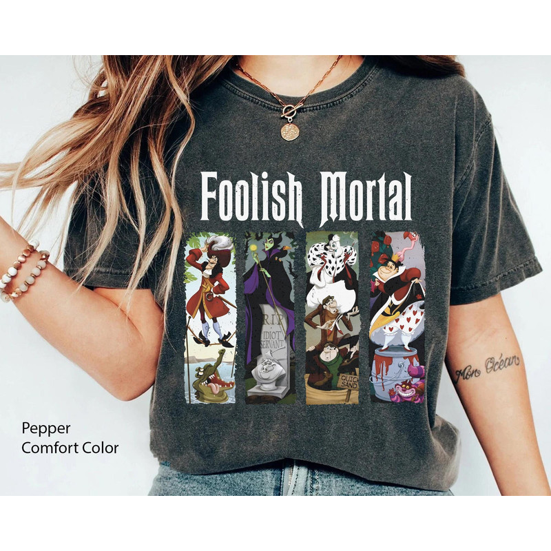 Disney Villains Stretching Room Portraits Foolish Mortal Comfort Colors T-shirt, Disney Haunted Mansion T-shirt, Disneyland Halloween Party.jpg