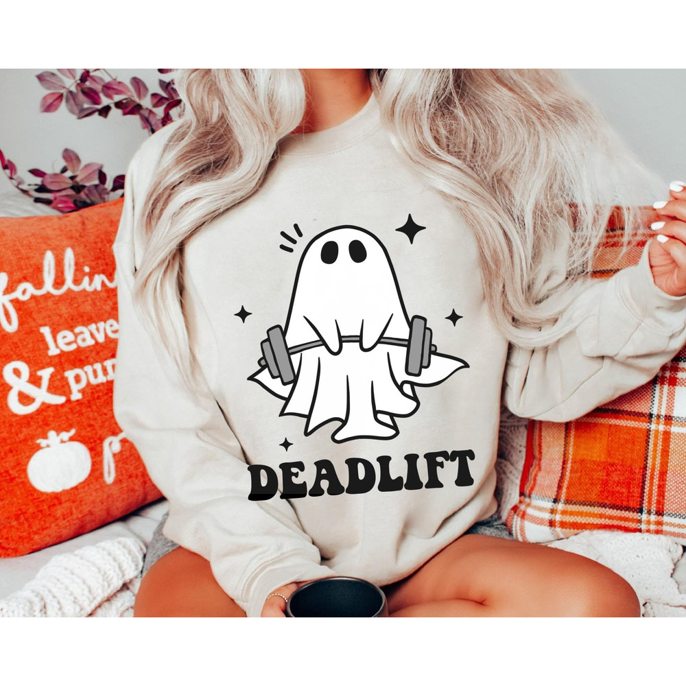 Gym Ghost Halloween Dead Lift Comfort Colors T-shirt, Funny Halloween Boo Weightlifting Shirt, Spooky Season Gift For Gymer, Fitness Lover.jpg