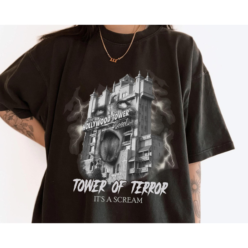 The Twilight Zone Tower Of Terror It's A Scream Comfort Colors T-shirt, Disney Hollywood Tower Hotel Shirt, Disneyland Halloween Party Shirt.jpg