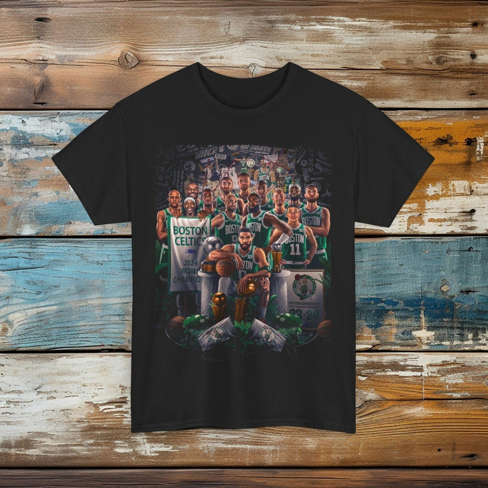 2024 Boston Celtics Nba Team Championship T Shirt Tee Nba Finals Jayson Tatum Finals Mvp Championship banners Unisex Heavy Color Black.jpg