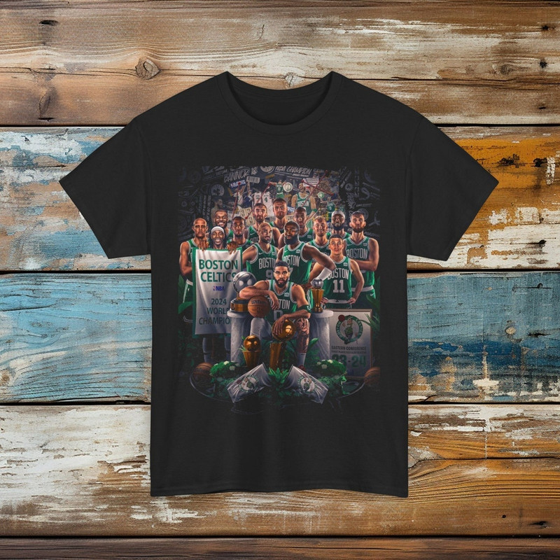 2024 Boston Celtics Nba Team Championship T Shirt Tee Nba Finals Jayson Tatum Finals Mvp Championship banners Unisex Heavy Color Black.jpg