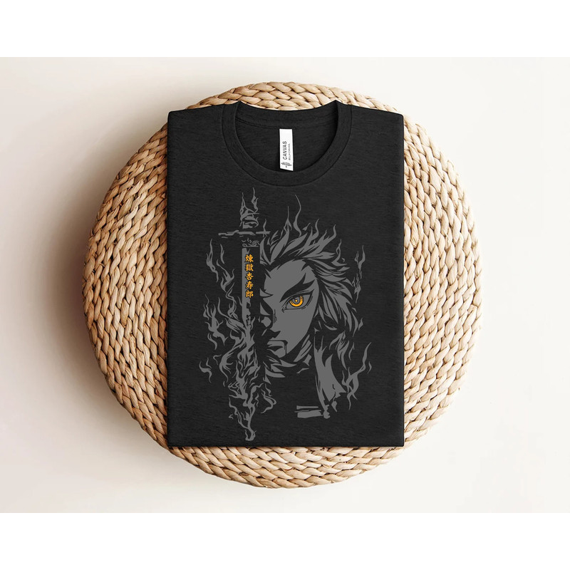 Demon Slayer Shirt, Rengoku Anime T-Shirt, Anime Graphic T-Shirt, Japanese Anime Tee, Manga Shirt, Gift For Anime Lovers, Nerdy Gift İdeas.jpg