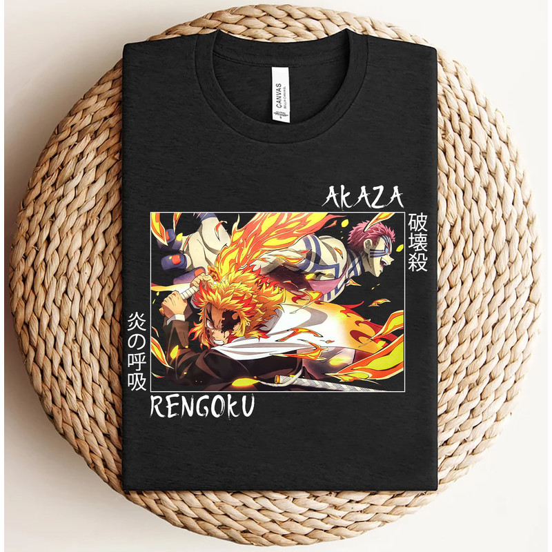Rengoku vs Akaza Shirt, Demon Slayer Shirt, Anime T-Shirt, Graphic Tees, Gift For Anime Fans, Kimetsu No Yaiba Shirt, Manga Shirt, Unisex.jpg