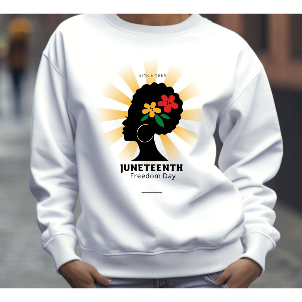 Juneteenth Freedom Day T-Shirt, Floral Afro Silhouette, Black History Tee, Unique Gift for Her - Since 1865, Juneteenth Jubilee Independence.jpg