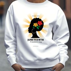 juneteenth freedom day t-shirt, floral afro silhouette, black history tee, unique gift for her - since 1865, juneteenth
