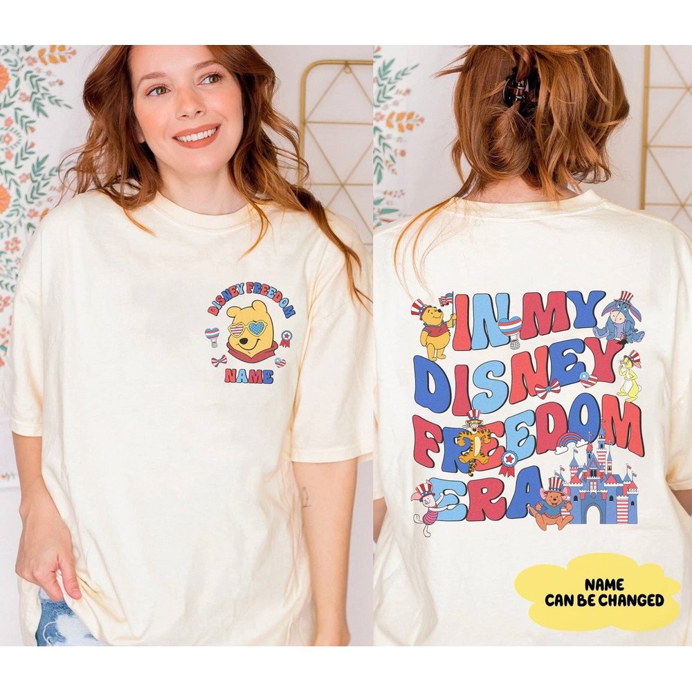 Personalized In My Disneyland Freedom Era Shirt, Pooh Bear Shirt, Happy 4th Of July Shirt, Pooh and Friends Shirt, Disneyland America Shirt.jpg