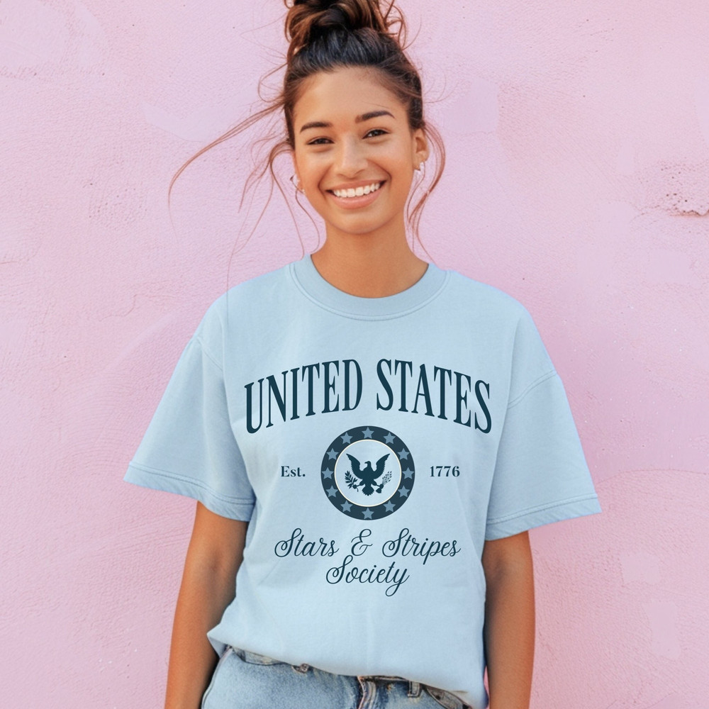 United States Stars & Stripes Society T-Shirt, 4th of July Shirt, Women's Graphic Tee, Patriotic Shirt, USA t-shirt, Comfort Colors.jpg