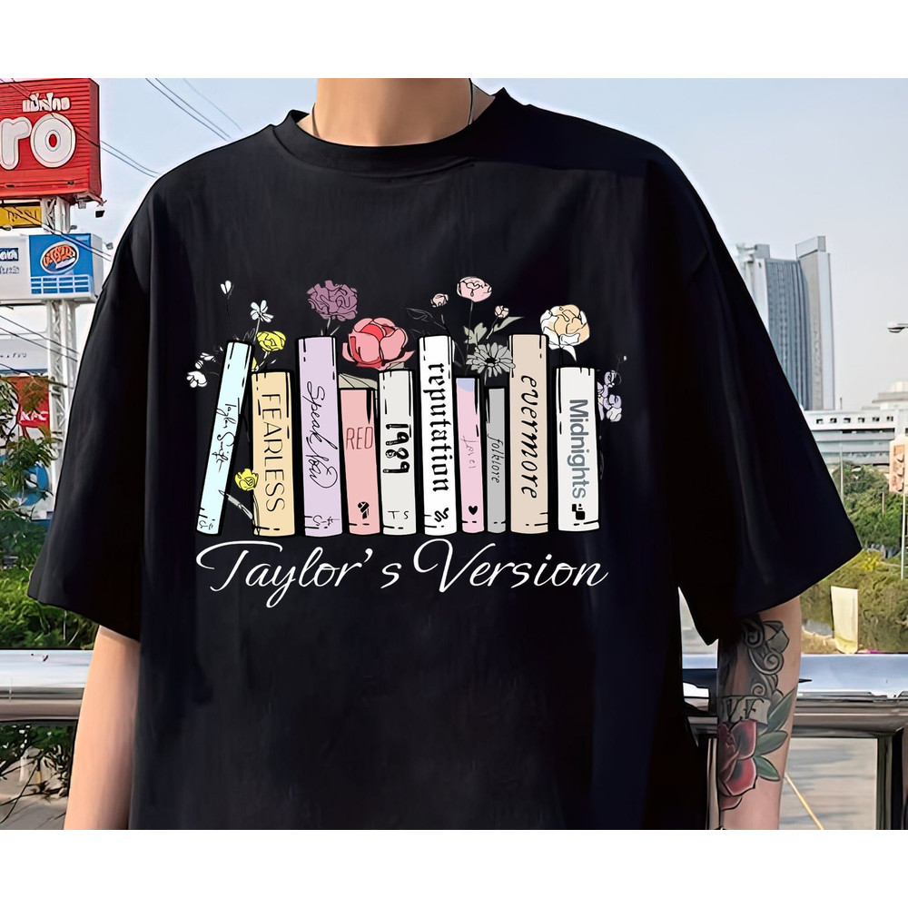 Taylor's Music Albums As Books T-Shirt, Fun Music Lover Gift, Shirt for 2024 Swiftie Concert.jpg