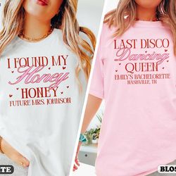 bachelorette party shirts, disco bachelorette shirts, disco bride dancing queens shirts, she found her honey shirt