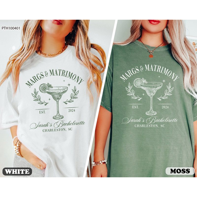 Bachelorette Party Shirts, Margaritas and Matrimony Shirt, Personalized Bridal Party Shirt, The Bach Club, Custom Luxury Bachelorette.jpg