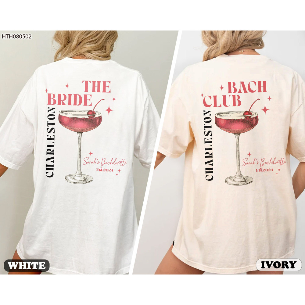 Charleston Bachelorette Party Shirts, Custom Location Bachelorette Shirts, Cocktail Social Bach Club, Bridal Party Gift, Luxury Bachelorette.jpg