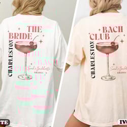 charleston bachelorette party shirts, custom location bachelorette shirts, cocktail social bach club, bridal party gift