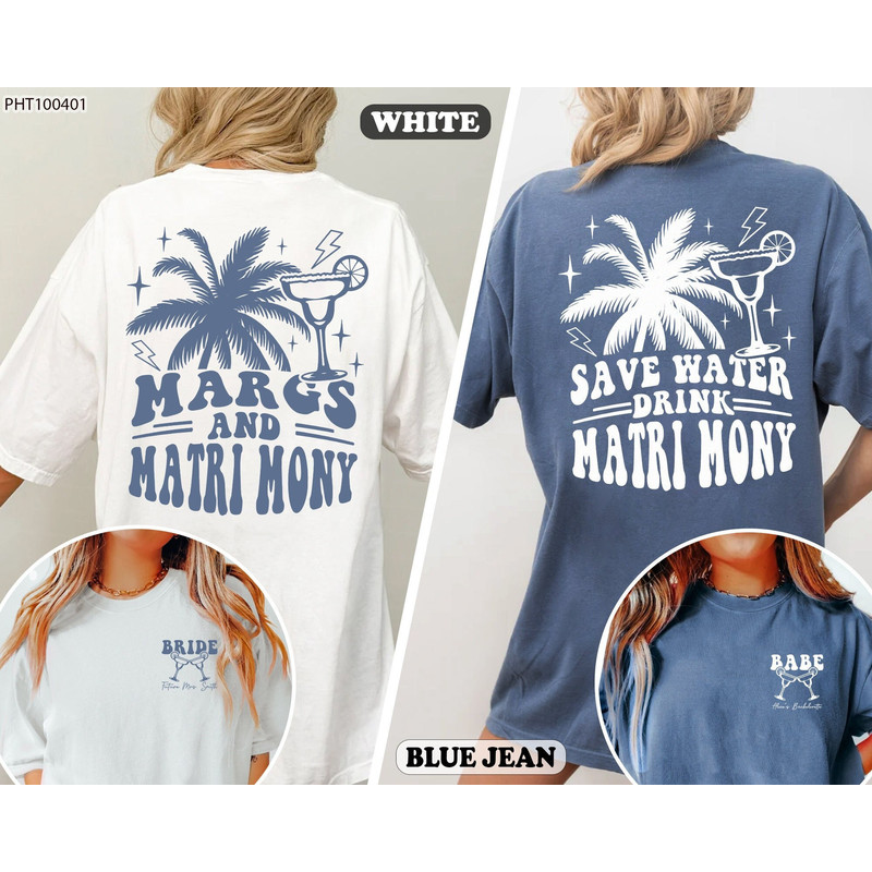 Margaritas and Matrimony Bachelorette Party Shirts, Beach Bachelorette Shirt, Cocktail Club Shirts, Bridal Party Gifts, Luxury Bach Shirt.jpg