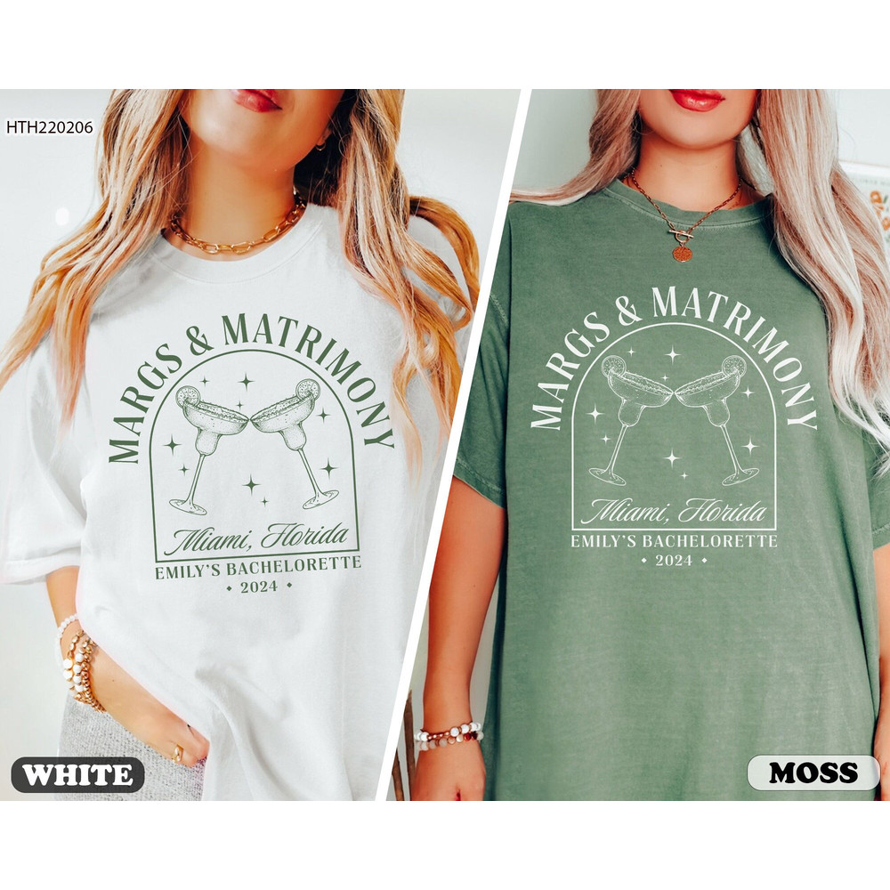 Margs and Matrimony, Personalized Fiesta Bachelorette Party shirt, Custom Beach Bachelorette Shirt, Bridal Party, Bridesmaid Bach Favor.jpg