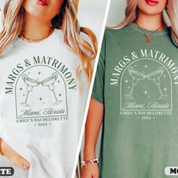 margs and matrimony, personalized fiesta bachelorette party shirt, custom beach bachelorette shirt, bridal party, brides