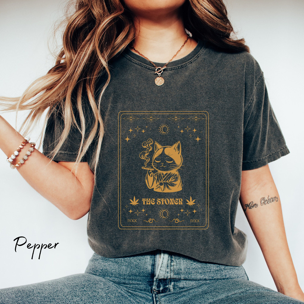 Cat Smoking Shirt Weird Jokes Shirt Comfort Colors Tarot Card Trending Now Weed Clothes Oversized Washed Tee Ugly t Shirt Mystical Shirt.jpg