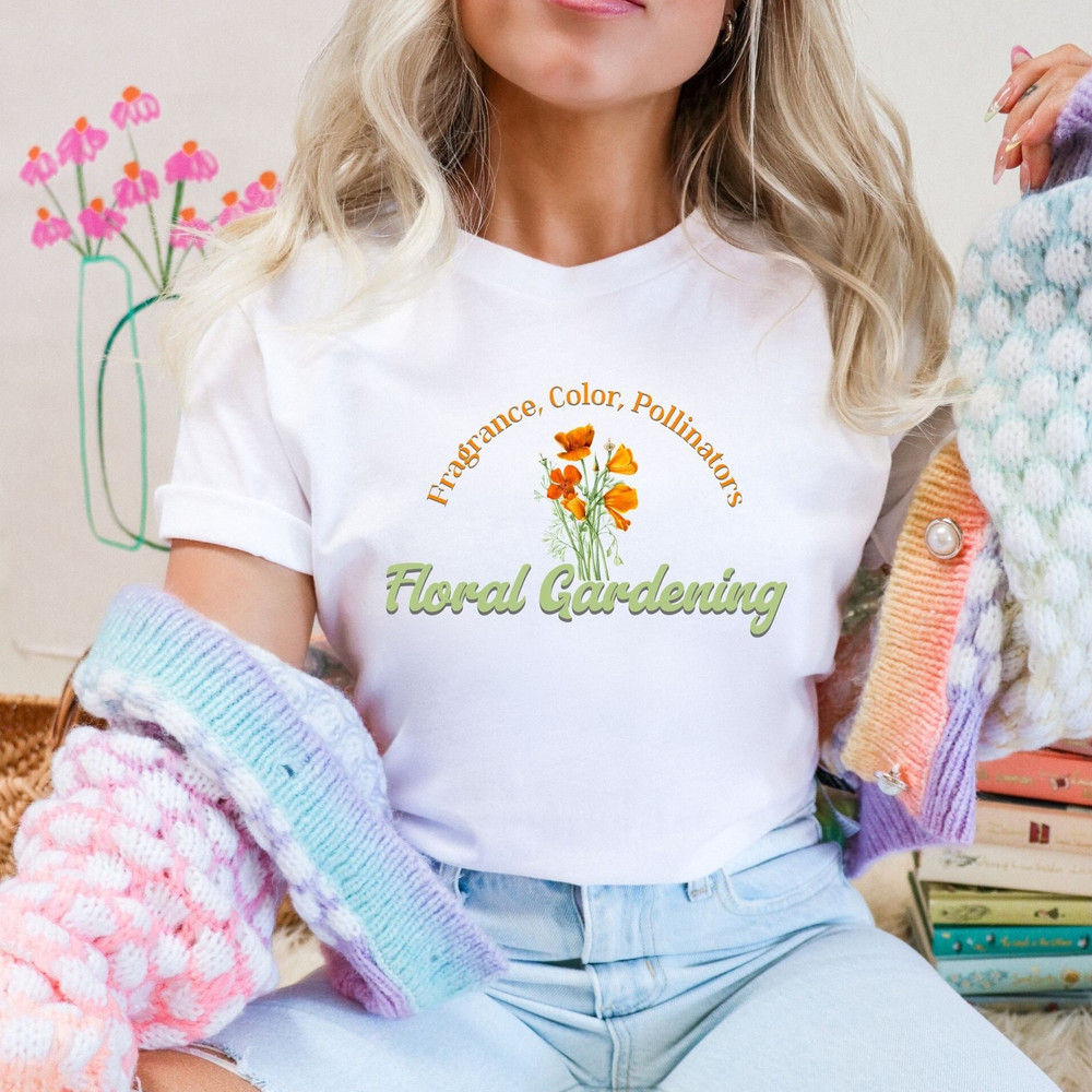 Floral Gardening T-shirt, Flowers, Gardening Tshirt, Gift for her, Floral Tee shirt.jpg