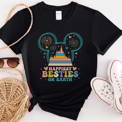 retro happiest besties on earth t-shirt, disney best friends shirt, mouse and friends shirt, disney group t-shirt, disne