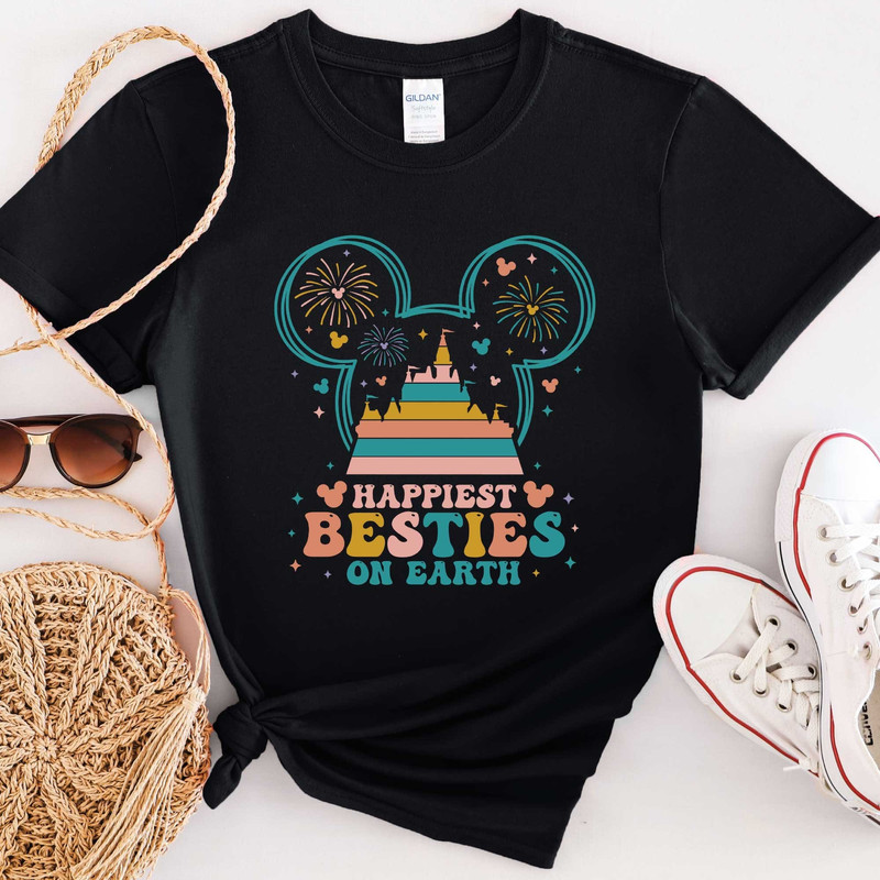 Retro Happiest Besties On Earth T-Shirt, Disney Best Friends Tee, Mouse And Friends Shirt, Disney Group T-Shirt, Disney Vacation Tee.jpg