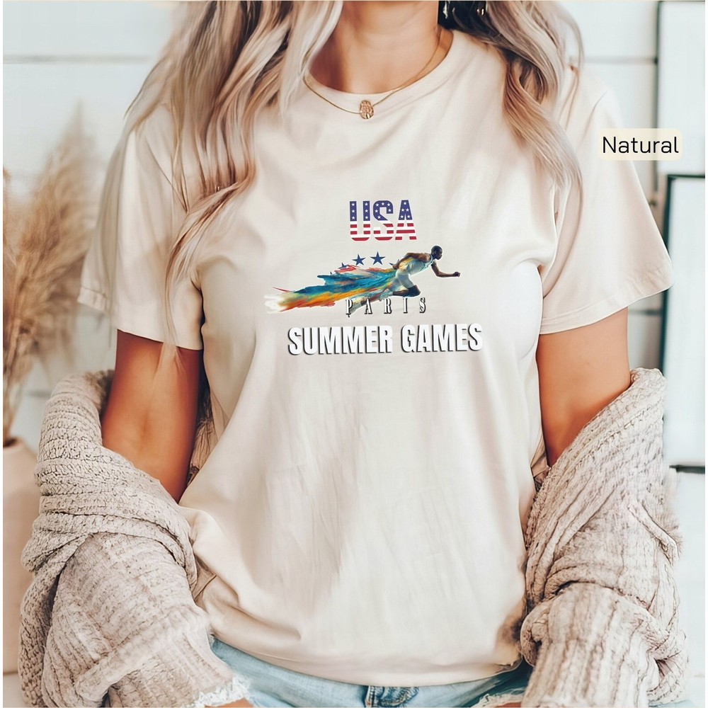 USA Runner in Paris, summer games 2024, Tshirt for UAS, Summer games tshirt, USA runner tshirt, 2024 Summer games.jpg