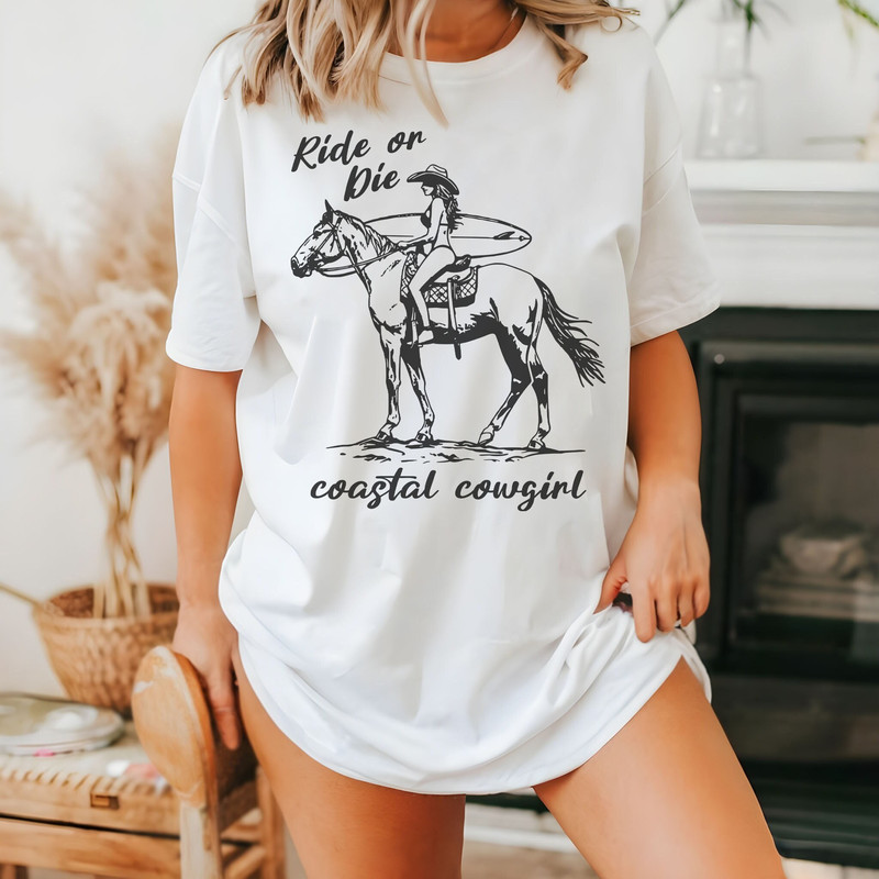 Cowgirl Shirt, Coastal Cowgirl, Western Tshirt, Western Cowgirl T-Shirt, Cowgirl Graphic Tee, Boho Cowgirl, Country Girl, Surfing Shirt.jpg
