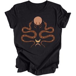 snake graphic shirt, western tshirt, snake moon phase shirt, boho snake western tshirts, full moon shirt, desert south