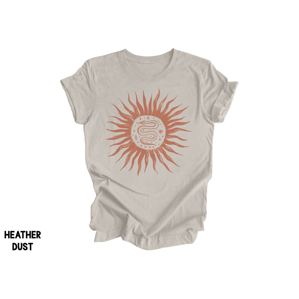 Sun and Snake Graphic Tee, Western Snake Shirt, Boho Sun Shirt, Boho Western Graphic Tee, Cute Snake Tshirt, Western Mystical Snake Shirt.jpg